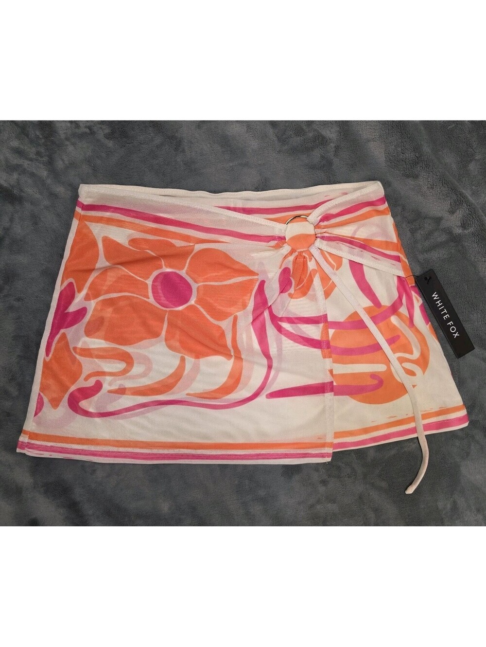 White Fox Tropic Temptations Skirt S Orange Pink Floral O Ring